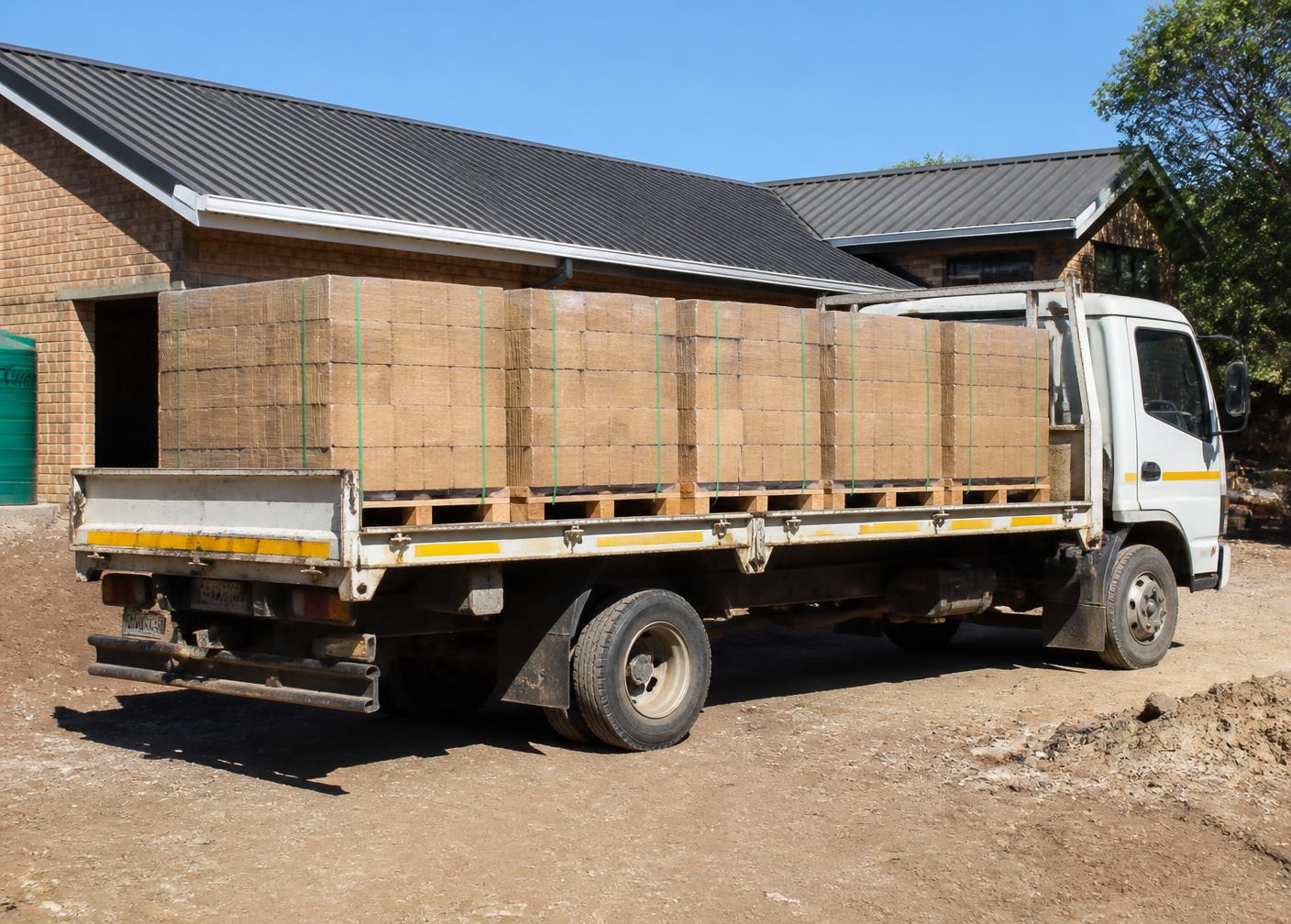 Truck loaded with building blocks for delivery